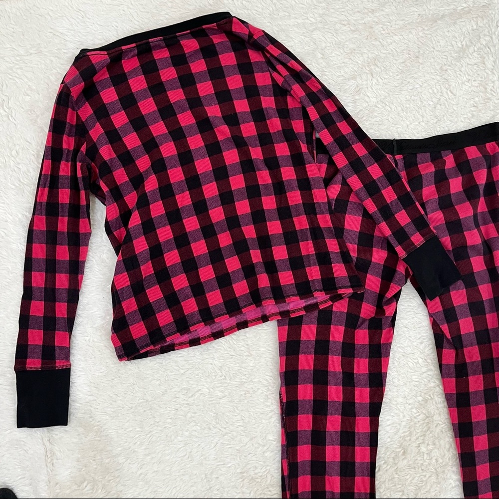 Victoria’s Secret Pink Black Plaid Thermal Pajama Set Medium - Picture 6 of 6